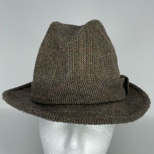 Vintage Mens Stylish Lightweight Linen Color Brown Fedora Hat